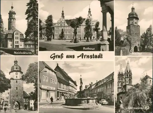 Arnstadt Neideckturm, Riedtor, Rathaus, Hopfenbrunnen, Neutor, Kirche 1980