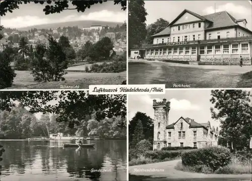 Ansichtskarte Friedrichroda 4 Bild: Gondelteich, Schloß, Teilansicht 1975 