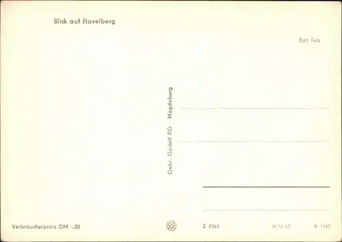 Ansichtskarte Havelberg Blick auf die Stadt 1962