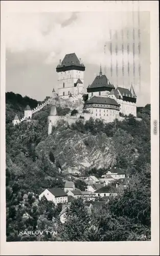 Postcard Karlstein Karlštejn Blick auf das Schloss 1941 