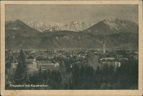 Ansichtskarte Klagenfurt Blick auf die Stadt mit Karawanken 1940