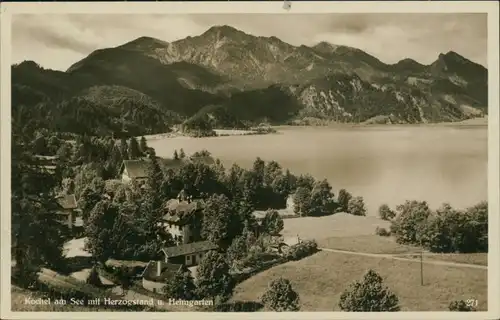 Kochel am See Blick auf den Ort mit Herzogstand u. Heimgarten 1934