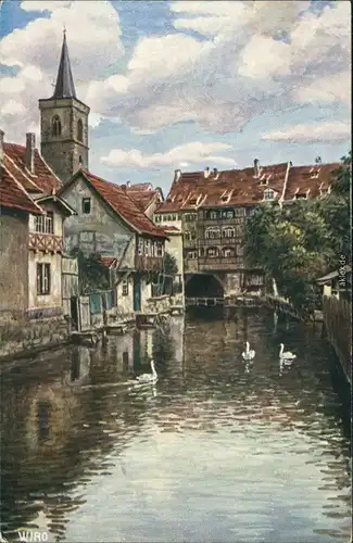 Ansichtskarte Erfurt Künstlerkarte v. C.F. Wiedemann "Dämmchen" 1918