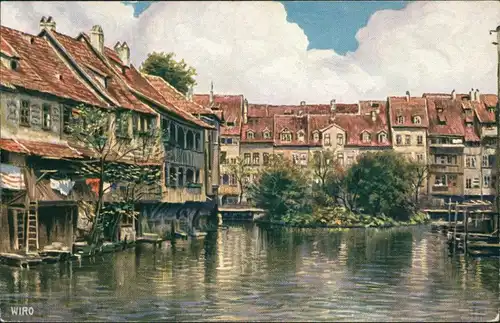 Ansichtskarte Erfurt Künstlerkarte v. C.F. Wiedemann "Rathausbrücke" 1913