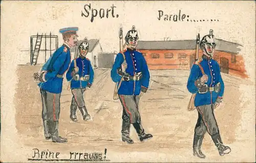 Ansichtskarte  Militär Übungsplatz, Künstlerkarten hangezeichnet 1916