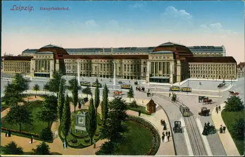 Ansichtskarte Leipzig Hauptbahnhof - Künstlerkarte 1913 