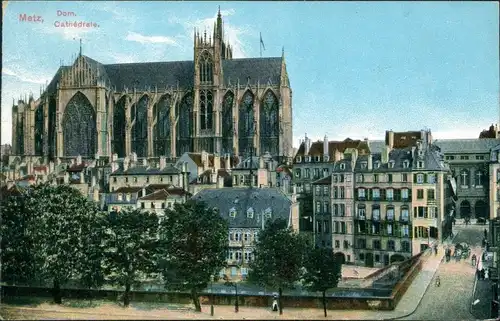 CPA Metz Straßenpartie, Brücke - Blick auf Dom 1913 