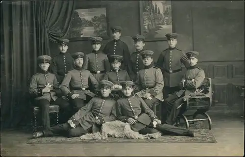 Foto  Soldaten Gruppenfoto gel. Karlsruhe 1909 Privatfoto 