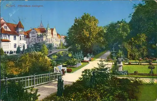 Ansichtskarte Erfurt Partie in den Pförtchenanlagen 1915 