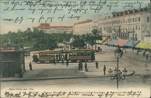 CPA Nizza Nice Straßenbahn - Place Massena 1905 