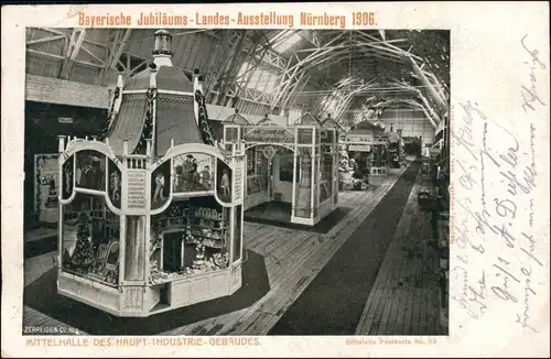Ansichtskarte Nürnberg Bayerische Jubiläums Ausstellung - Mittelhalle 1906 