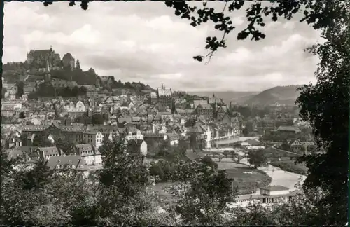 Ansichtskarte Marburg an der Lahn Stadtpanorama 1957