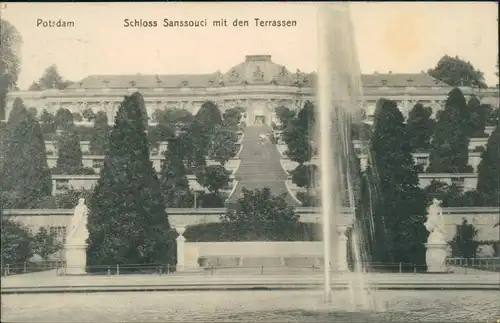 Ansichtskarte Potsdam Schloss Sanssouci mit den Terrassen 1912 