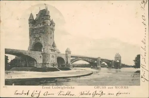 Ansichtskarte Worms Ernst Ludwigbrücke 1903 