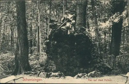 Ansichtskarte Schwetzingen Pan auf dem Felsen 1909 