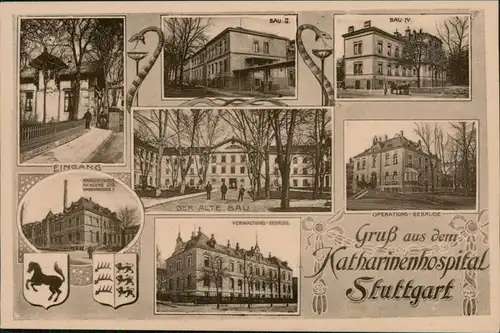 Ansichtskarte Stuttgart Mehrbild - Gruss aus dem Katharinenhospital 1913 