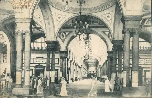 Ansichtskarte Stuttgart Eingangshalle - Innenansicht 1907 