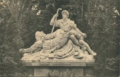 Ansichtskarte Stuttgart Eberhard-Denkmal 1907