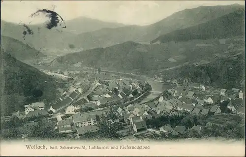 Ansichtskarte Wolfach (Schwarzwald) Blick auf den Ort 1913