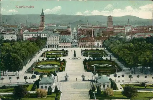 Ansichtskarte Karlsruhe Schlossplatz 1910