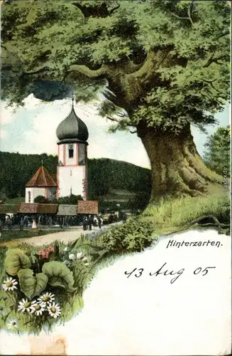 Ansichtskarte Hinterzarten Künstlerkarte - Dorfpartie 1905 