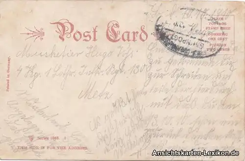 Ansichtskarte Postcard Tintenfass mit Briefmarken (Brief