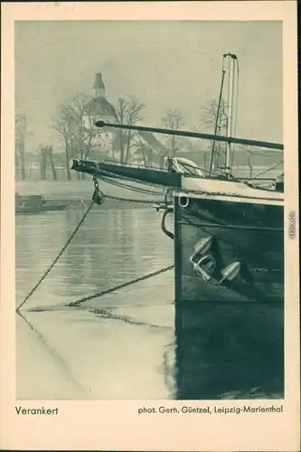Ansichtskarte  Schiffe/Schifffahrt - Dampfer - Verankert - Kirche 1930
