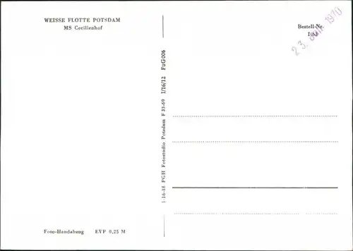 Ansichtskarte Potsdam Weiße Flotte Potsdam - MS "Cecilienhof" 1970