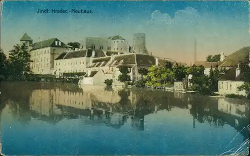 Postcard Neuhaus Jindřichův Hradec Uferpartie 1914