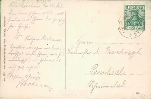 Ansichtskarte Neunkirchen i. Odenwald-Modautal Partie an der Stadt 1908