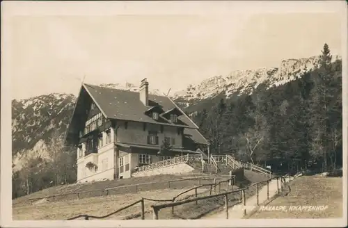 Ansichtskarte Altenberg an der Rax Alpenhotel u. Pension Knappenhof 1928 