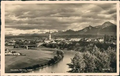 Ansichtskarte Villach Blick auf die Stadt 1931 