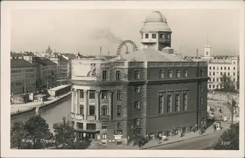 Ansichtskarte Wien Straßenpartie Urania im Hintergrund Prater 1930 