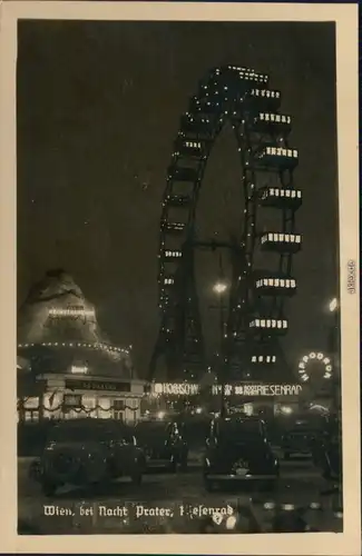 Ansichtskarte Wien Prater, Autos - Riesenrad bei Nacht 1934 