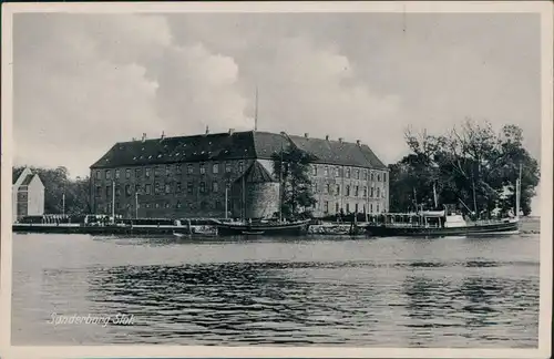 Postcard Sonderburg Sønderborg Schloß und Hafen 1935 