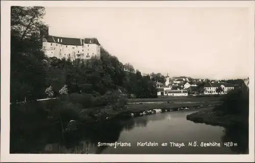 Ansichtskarte Karlstein an der Thaya Partie an der Stadt 1928 