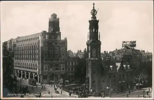 Postkaart Amsterdam Amsterdam Straßenpartie Munt mit Carlton Hotel 1929 