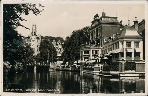Postkaart Amsterdam Amsterdam Lido en Americanhotel 1938 