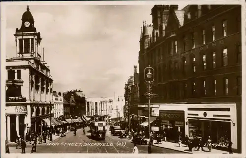 Postcard Sheffield Partie in der High Street 1935 