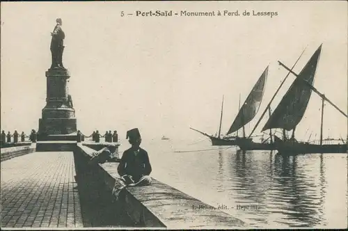 Port Said بورسعيد (Būr Saʻīd) Hafen - Monument a Ferd de Lesseps 1913 