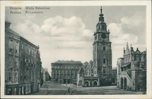 Postcard Krakau Kraków Straßenpartie, Rathausturm 1922 
