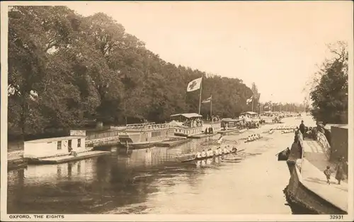 Postcard Oxford Kanalpartie Schiffe, The Eights 1927 