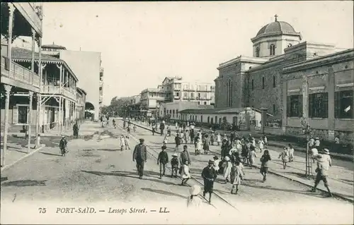 Port Said بورسعيد (Būr Saʻīd) Lesseps Street 1913 