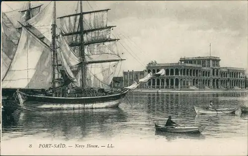 Port Said بورسعيد (Būr Saʻīd) Segelboote, Hafen Navy House 1913 