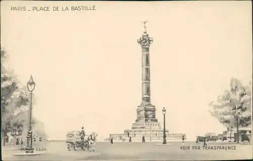 CPA Paris Künstlerkarte Place de la Bastille 1930