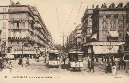 CPA Marseille La Rue de Noailles - Straßenbahn 1913 