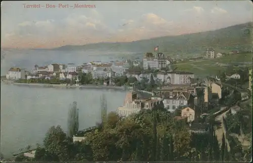 Ansichtskarte Territet Blick über die Stadt 1914 