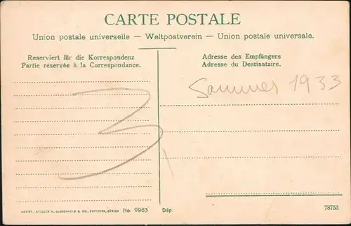 Ansichtskarte Territet Blick über die Stadt 1914 