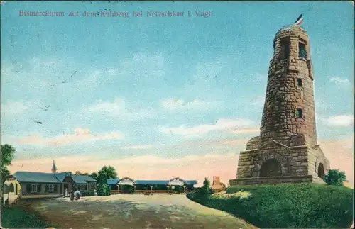 Ansichtskarte Netzschkau (Vogtland) Partie am Bismarckturm Kuhberg 1911 