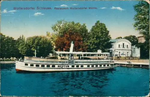 Woltersdorf Dampfer Neptun Woltersdorfer Schleuse - Restaurant 1916 